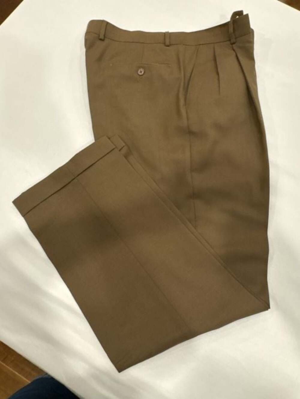 Alan Flusser Men's Brown Wool Pleated Dress Trousers Size 36x32